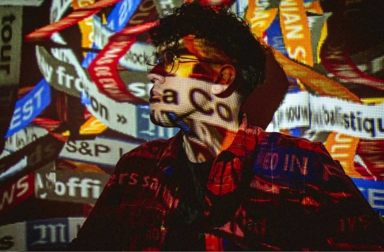 Arte urbana com sobreposição digital