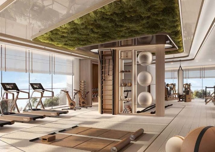 luxury gym design with living ceiling