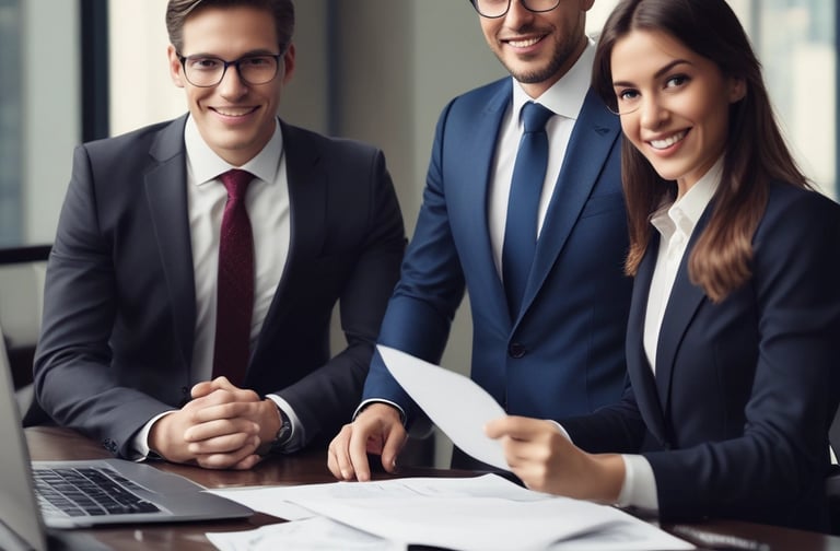 A warm office scene with a friendly agent ready to assist clients.