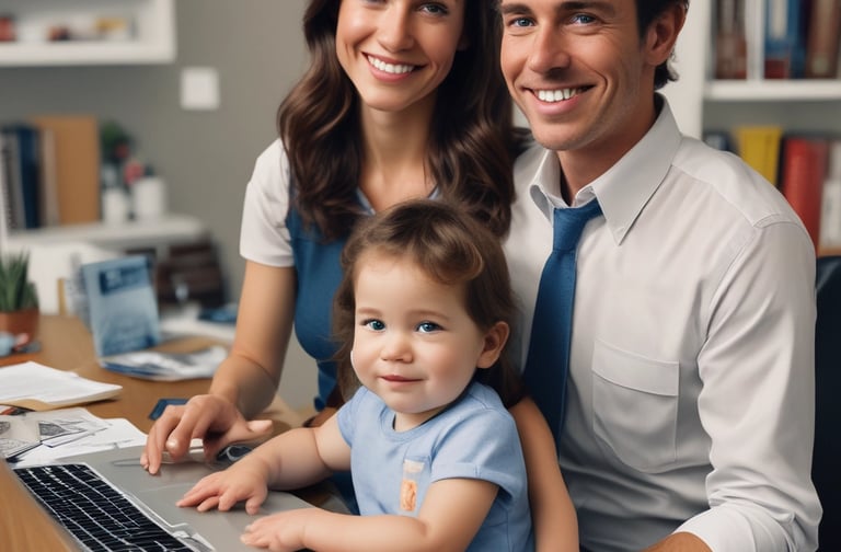 A friendly health benefits specialist smiling while reviewing insurance documents with a client.