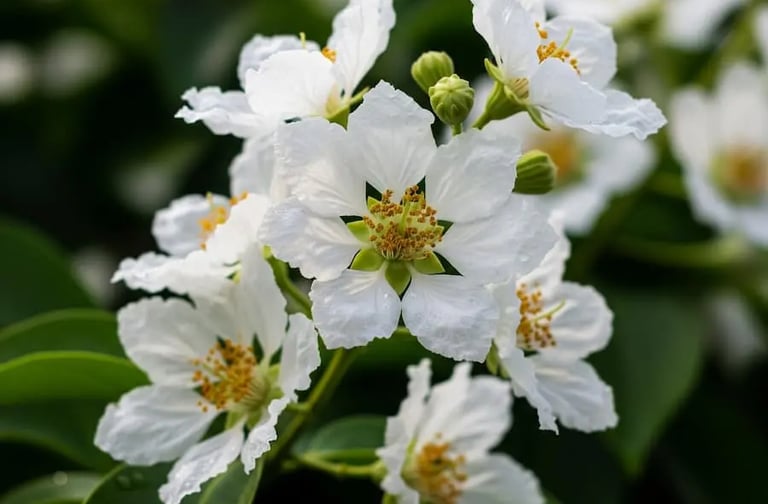 Flor de lagerstroemia blanca, pureza con matices muy elegante