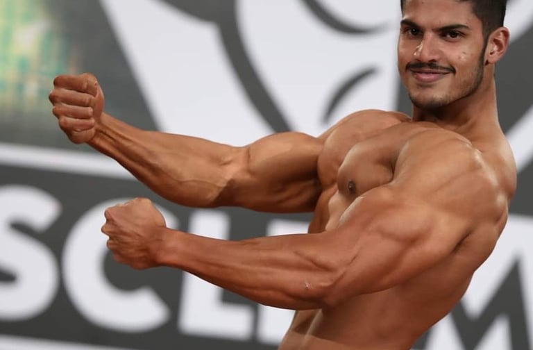 Natural bodybuilder Vipin Raj in his famous pose