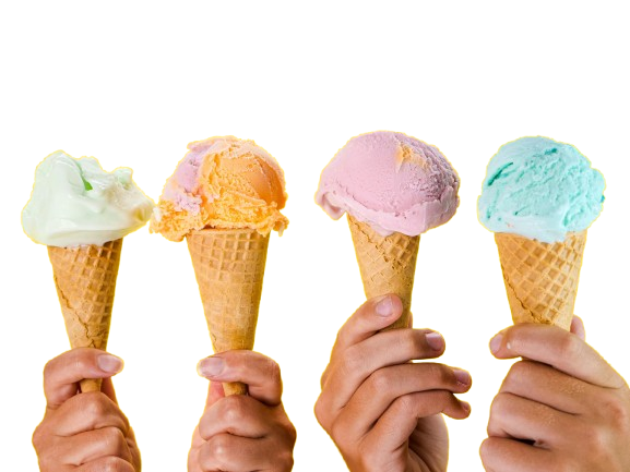 Colorful ice cream cones