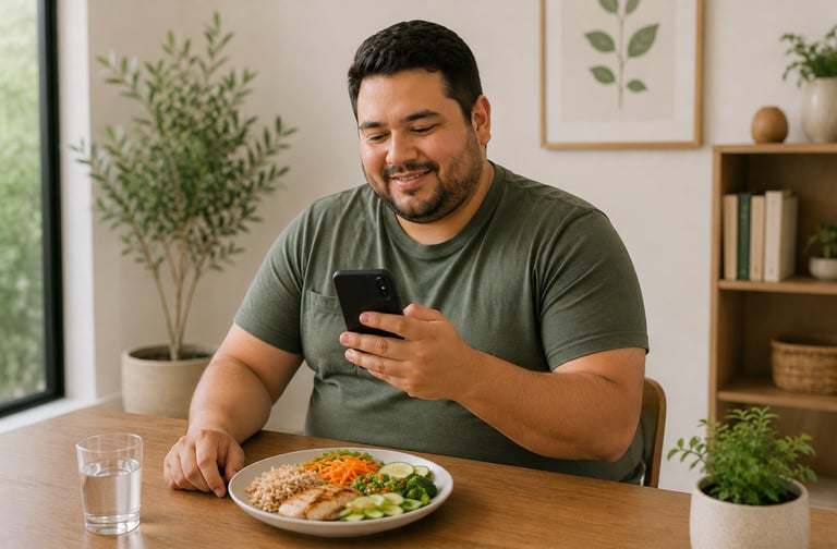 Paciente bariátrico comunicándose con su nutriólogo clínico