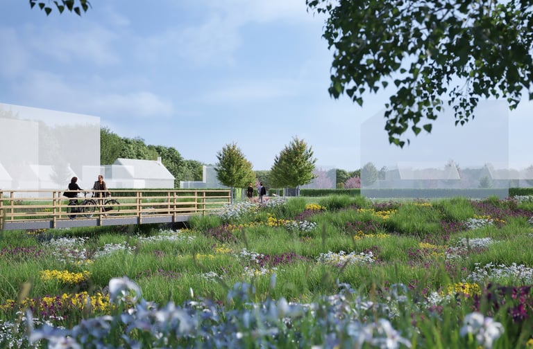 aménagement paysager et bassin du lotissement Domaine du Parc