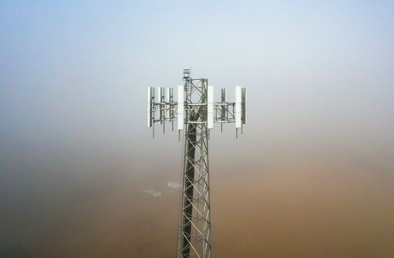 a drone image of a cell phone tower