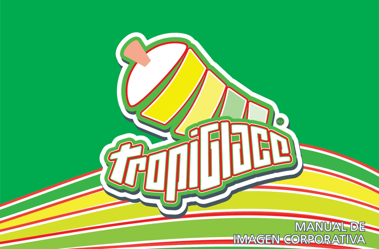 Un logo para una heladería de nombre tropiglace