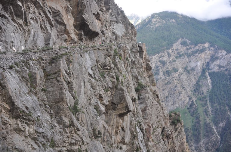 high mountain roads in kalpa, himachal pradesh, india