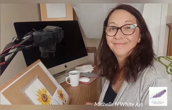 Artist in her art studio