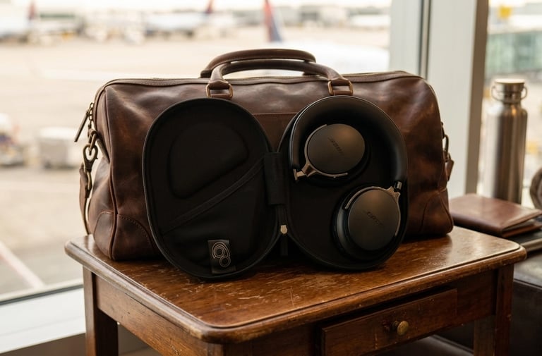 Casque sans fil Bose QuietComfort ultra de 2ème génération noir plié dans sa housse de transport