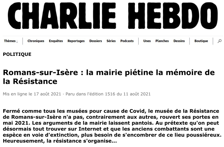 Romans-sur-Isère : la mairie piétine la mémoire de la Résistance