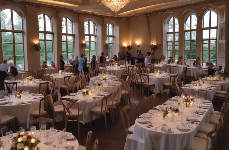 A serene outdoor wedding ceremony with a singer performing beautifully.