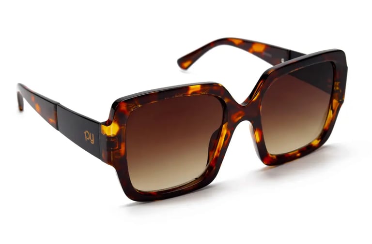 a pair of sunglasses with a brown frame