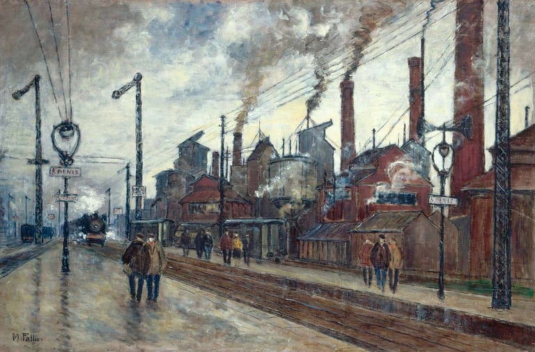 Gare et usines à Saint-Denis ; tableau de Maurice Falliès (début 20e siècle)