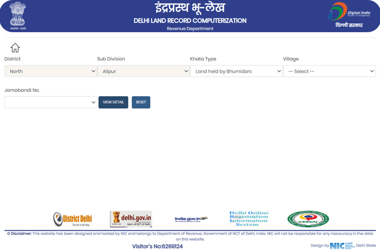 Click on View Detail t o view Jamabandi Details on DLRC Portal