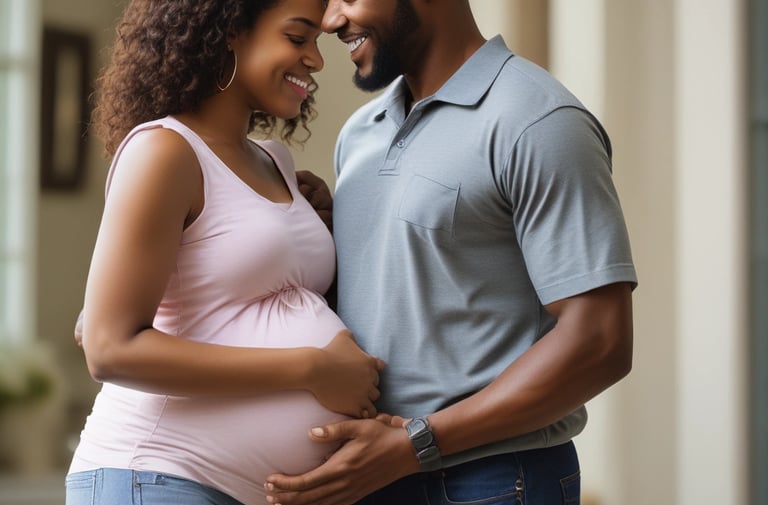 A serene image of a woman receiving compassionate care during her pregnancy.