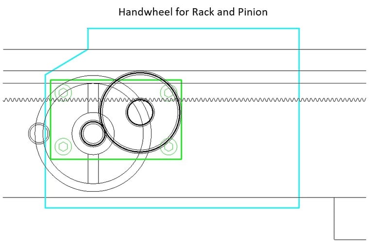 Drawing showing the Rack and Pinion Handwheel
