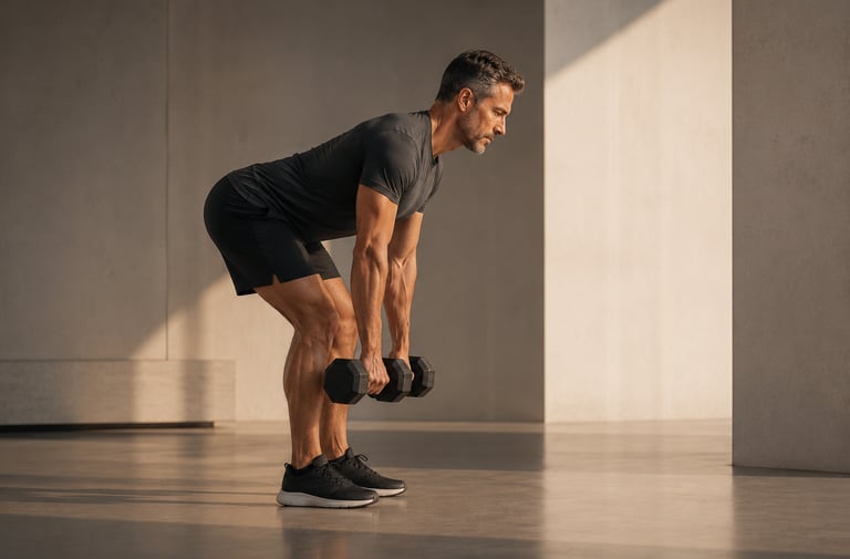 Homme réalisant un romanian deadlift illustrant le pattern Hinge lors d'une séance RPL+