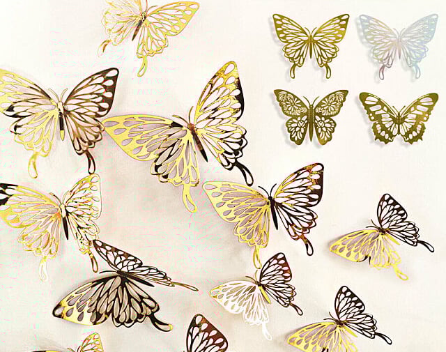 12-48PCS Butterfly 3D DIY Mirror Wall Sticker Decals Modern Home Decor