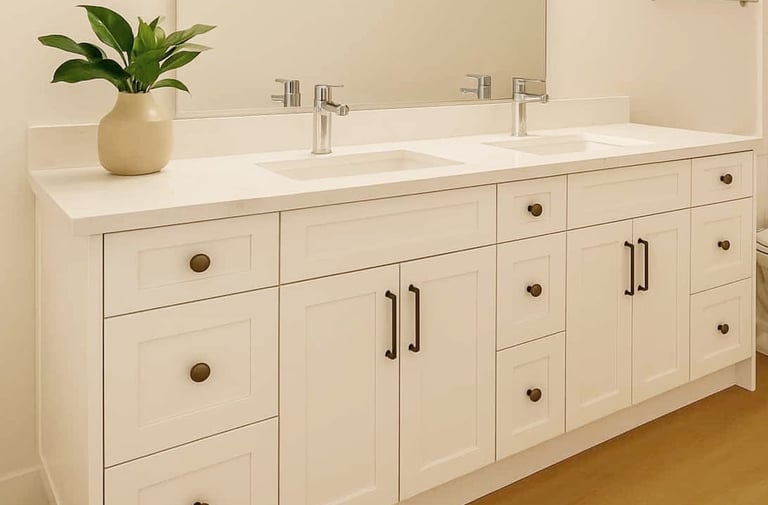 elegant white  double vanity euro-style 