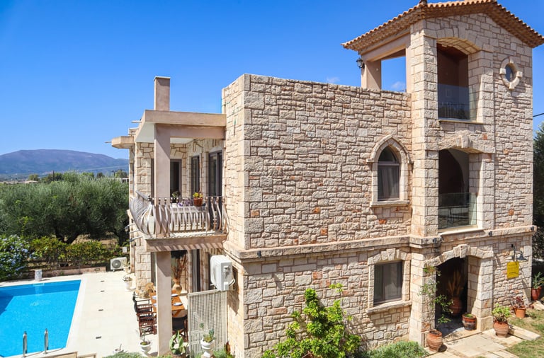 stone villa with pool in zakynthos