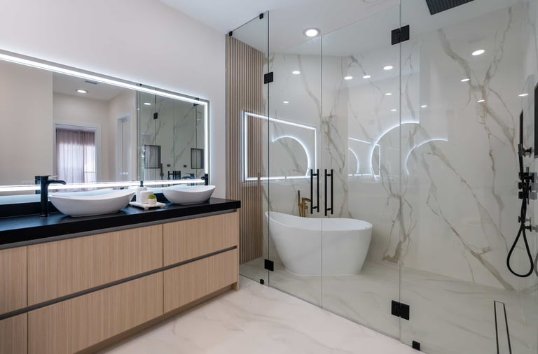 Full Bathroom Remodeling with Countertop, Cabinets and Showering