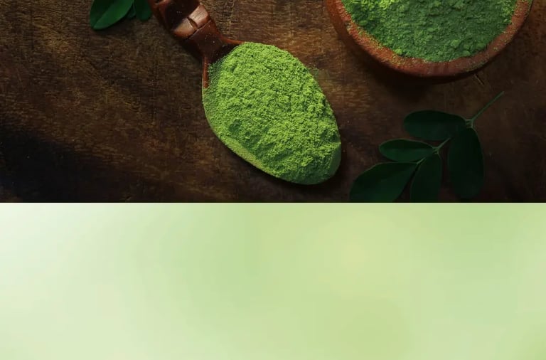 green powdered moringa powder