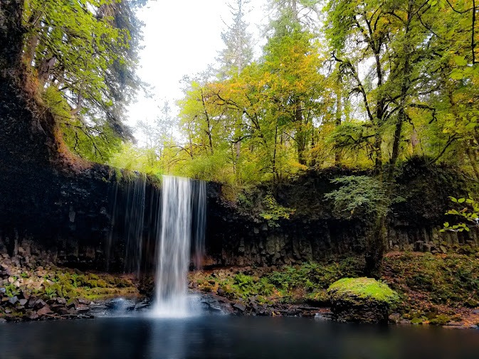 Portland, OR - Upper Beaver Falls over the cliff creates a wading pool at the bottom