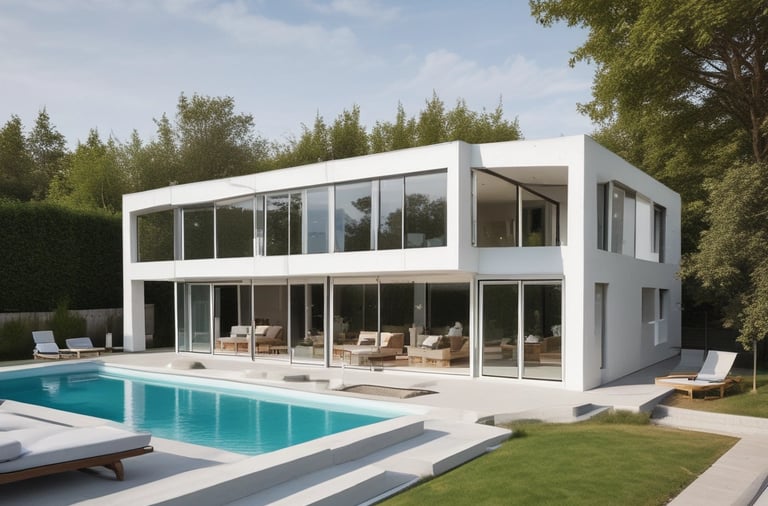 Casa Modular con Piscina y acristalamiento panorámico