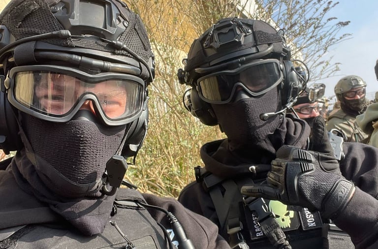 ME and the lads, ready to enter the fray