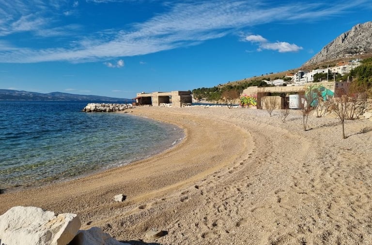 The photo shows Rape's central part, the best beach for families with children.