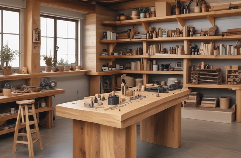 una mesa de madera con tablero de madera