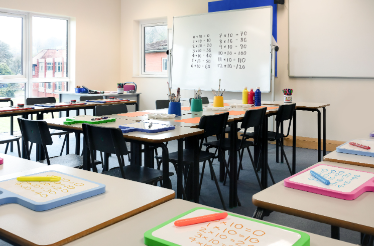 childrens' classroom with whiteboard