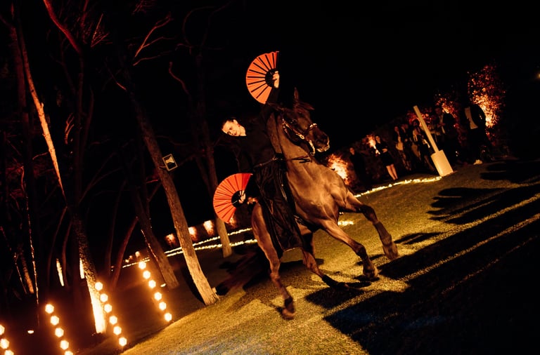 Equestrian performance at luxury Marbella wedding reception