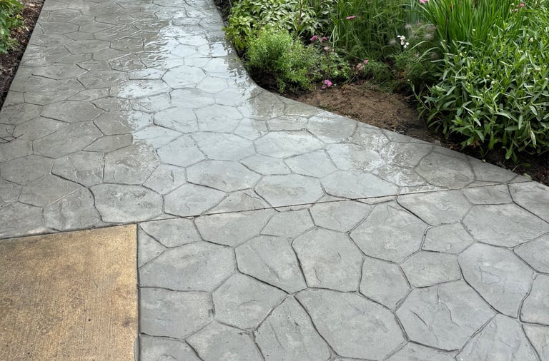 stamped concrete patio at residential home in mn