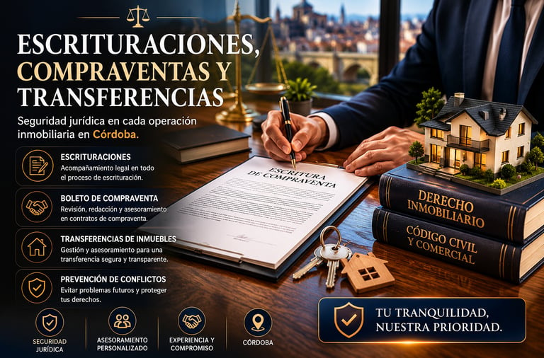 Asesoramiento legal en escrituraciones, compraventas y transferencias de inmuebles en Córdoba. Segur