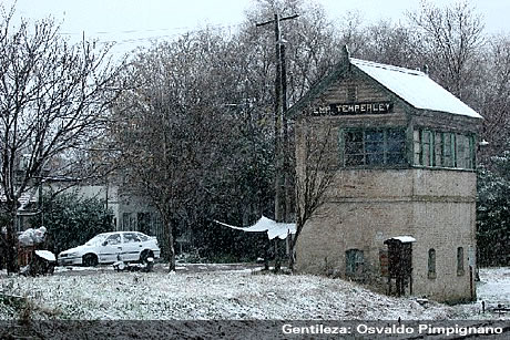 Nieve en la estación Temperley