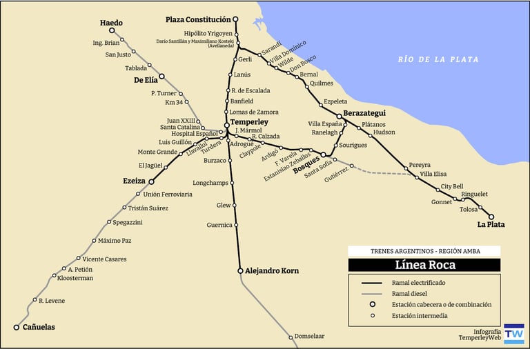Linea Roca mapa plano