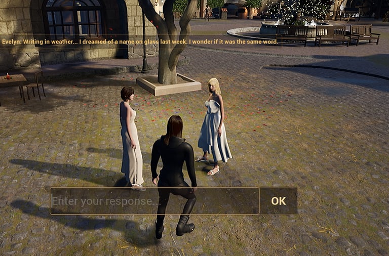 Silver Creek Town square with AI characters