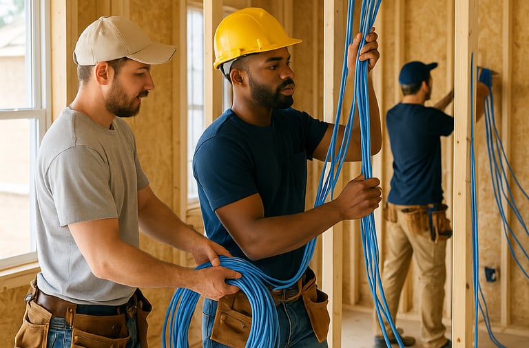 Team installing cabling in new build — TrinityLinc Ontario