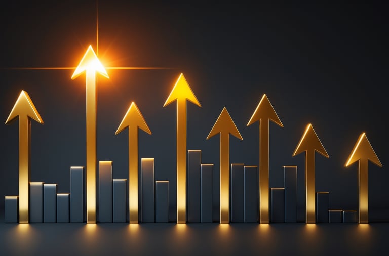 a group of arrows pointing up to the top of a chart