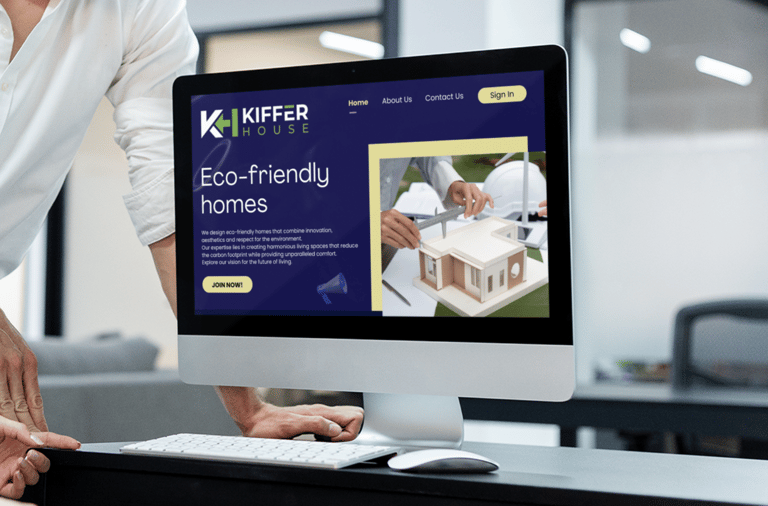 identité visuelle d'une entreprise d'architectes sur page d'accueil de site web