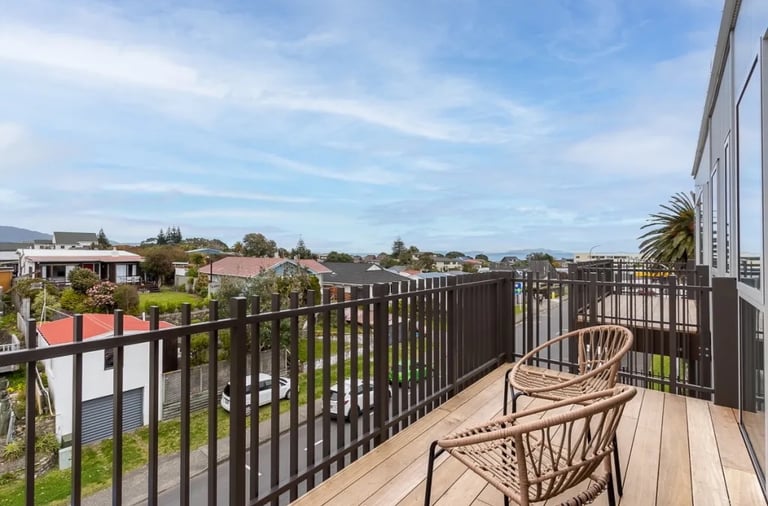 Outside deck apartment building