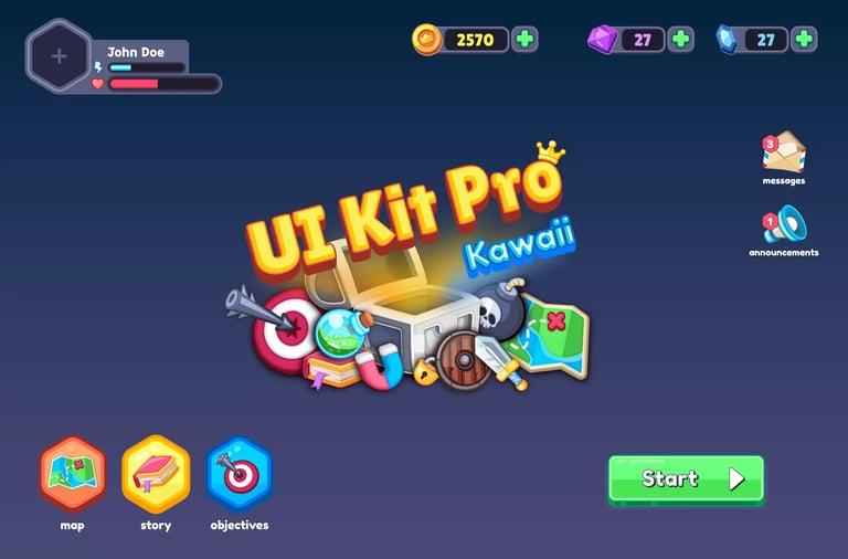 UI Kit Pro  Kawaii best ui asset for unity games