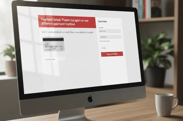 computer showing WooCommerce Checkout Error or Payment Failure