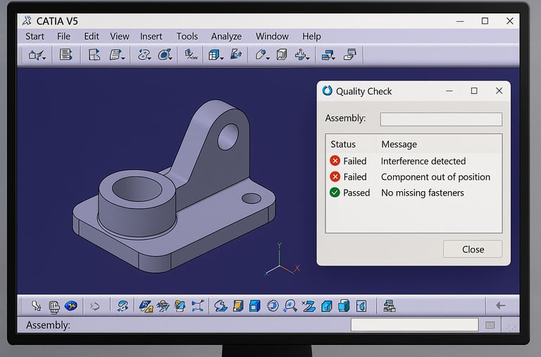 Image depicting CATIA CAA tool for validating components in an assembly 