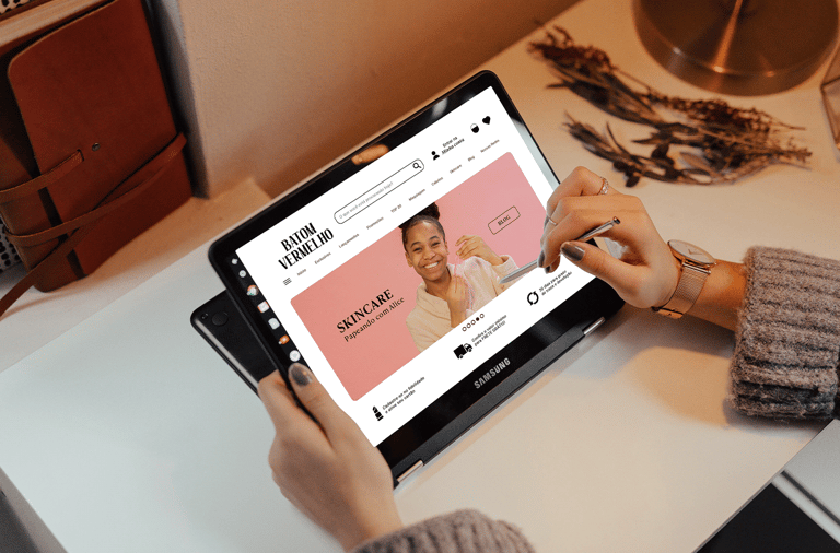 batom vermelho @nemachadodesign identidade visual marca branding maquiagem cartão de visita social m