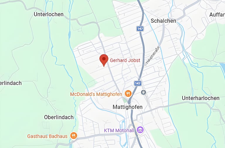 Ein Bild von Google Maps welches den Standort von Gerhard Jobst zeigt