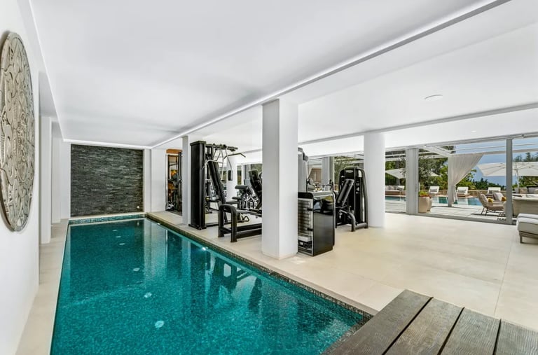 Indoor heated pool and wellness area at Villa Serenity