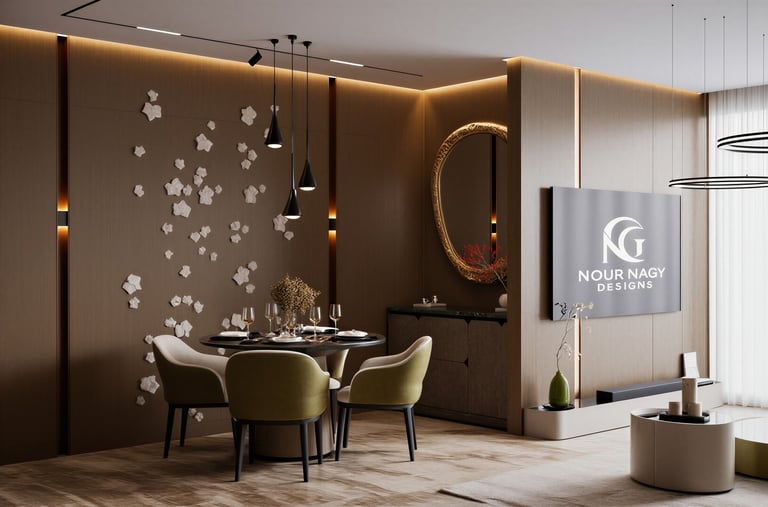 a dining room with a table and chairs